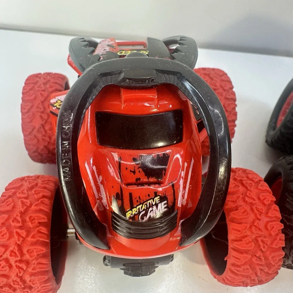 Lot of 4 Friction Propel Cars Push 'n Go Jeep Monster Truck Yellow Tractor Racer